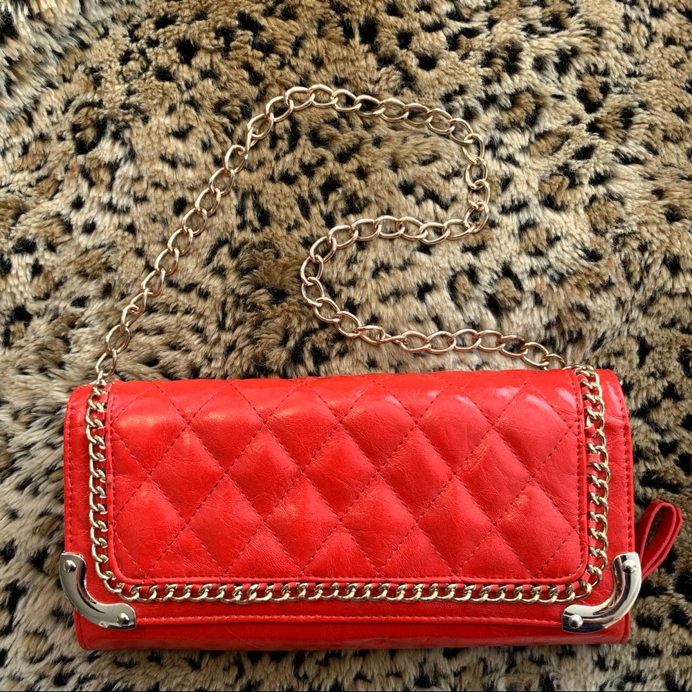 MMS Design Studio Purse—Red-Orange with Chain option & wallet interior